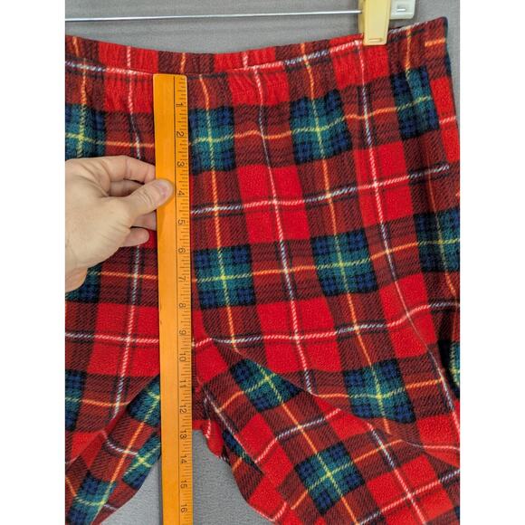 Lauren Ralph Lauren Women’s Red Plaid Leopard Trim Fleece Pajamas Large Crest - Picture 13 of 16